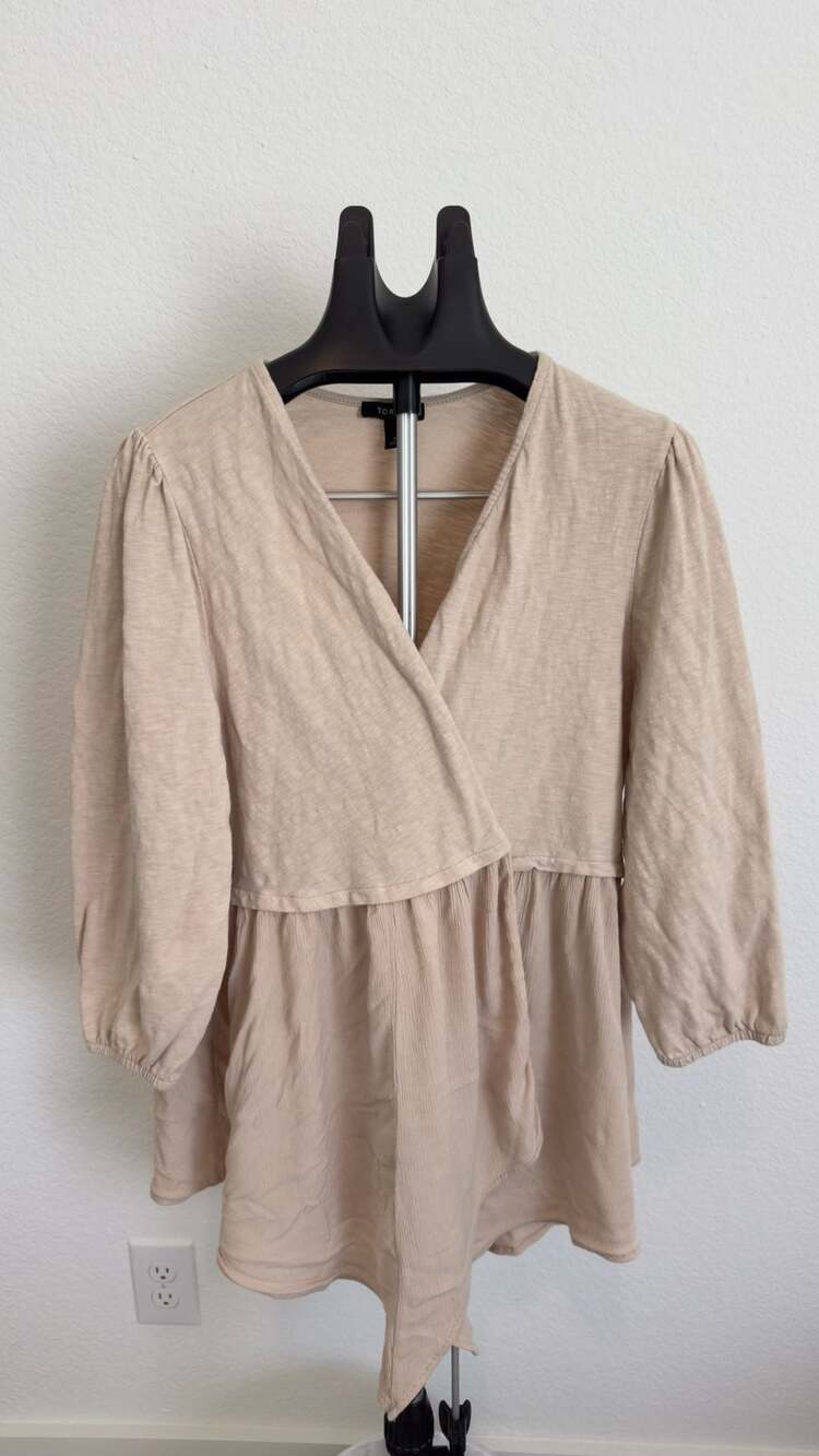 Torrid Cardigan Size 3 Beige Open Front Peplum Knit